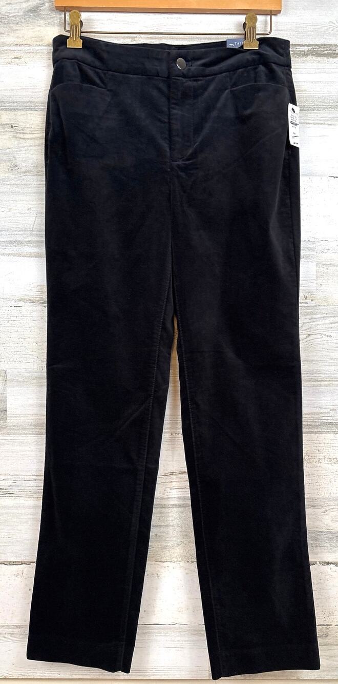 Talbots Womens 4P Black Velveteen Straight Leg Casual Pants NWT